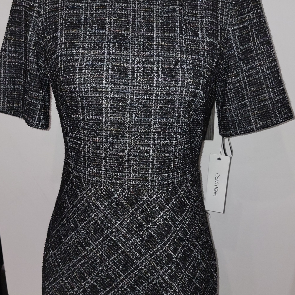 Calvin Klein Tweed Black Short Sleeve Dress - Picture 5 of 8